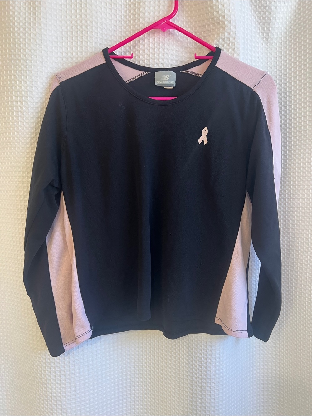 New Balance Black & Light Pink Crewneck Top-Breast Cancer Awareness—726-021